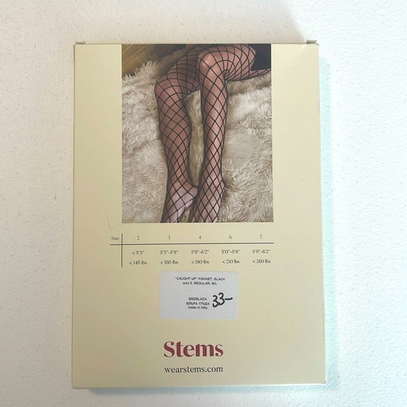 NWT Stems "Caught Up" Black Fishnet Size 3 Regular M/L NWT - Picture 2 of 3
